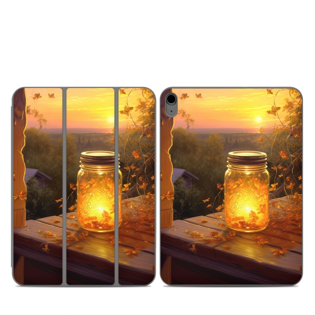 Smart Folio for iPad Series Skin design of Sky, Plant, Amber, Candle, Wood, Orange, Sunlight, Cloud, Sunset, Heat, with yellow, orange, black, green, gray, red colors