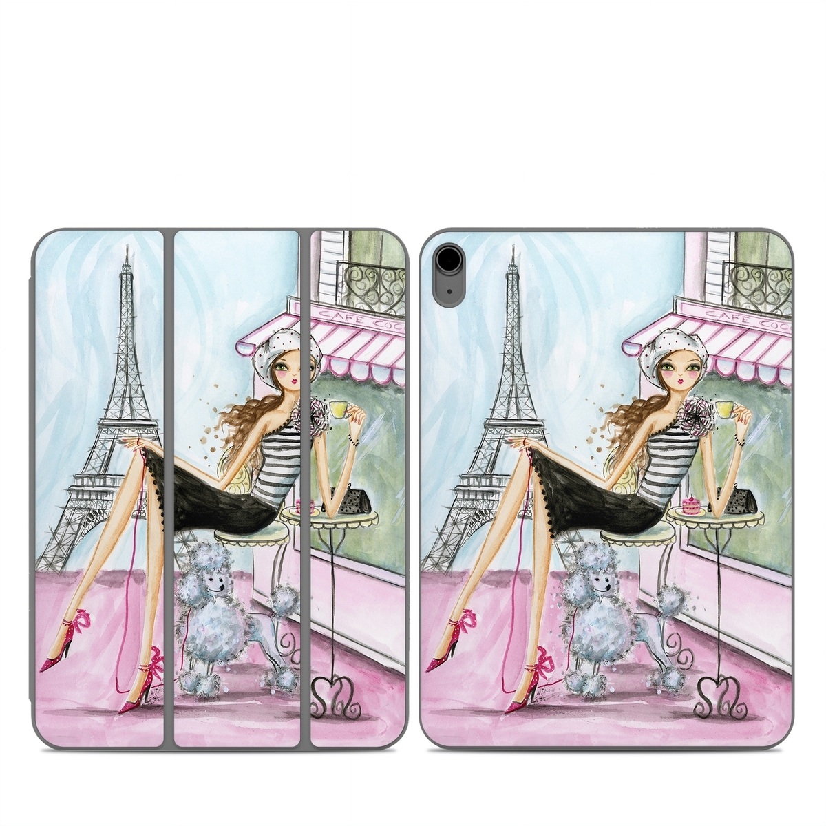 Smart Folio for iPad Series Skin design of Pink, Illustration, Sitting, Konghou, Watercolor paint, Fashion illustration, Art, Drawing, Style, with gray, purple, blue, black, pink colors