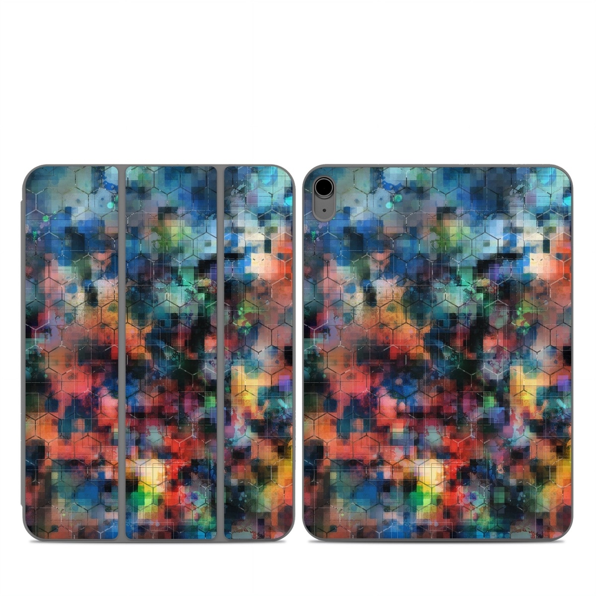 Smart Folio for iPad Series Skin design of Blue, Colorfulness, Pattern, Psychedelic art, Art, Sky, Design, Textile, Dye, Modern art, with black, blue, red, gray, green colors