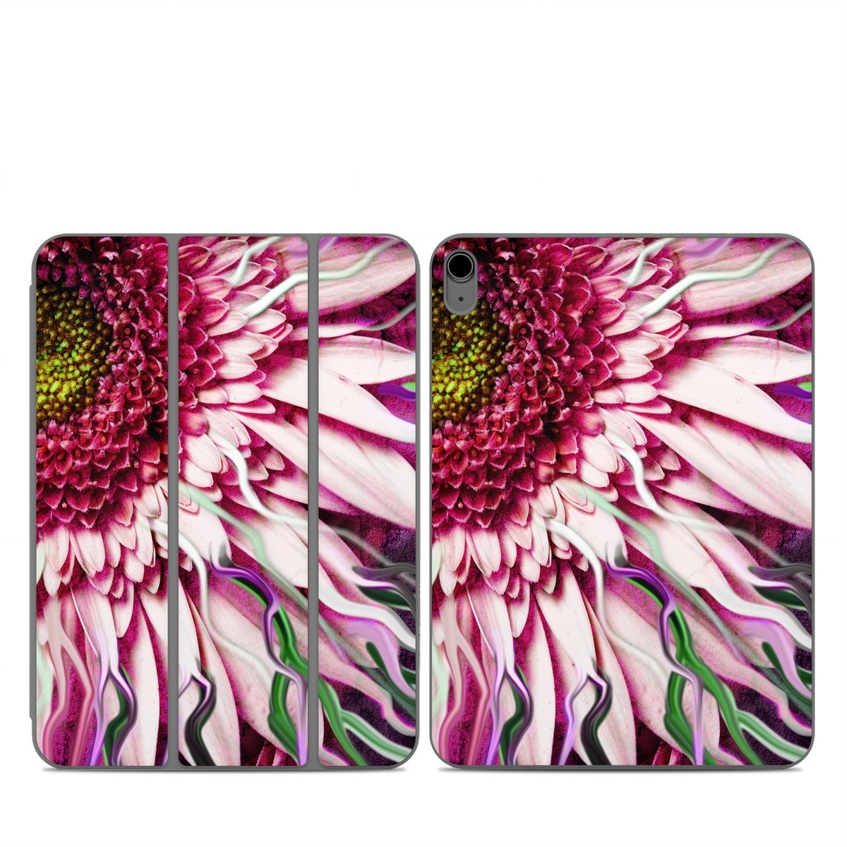 Smart Folio for iPad Series Skin design of Flowering plant, Flower, Petal, Plant, Purple, Pink, Gazania, Violet, Gerbera, Chrysanths, with black, gray, red, purple, pink, white colors