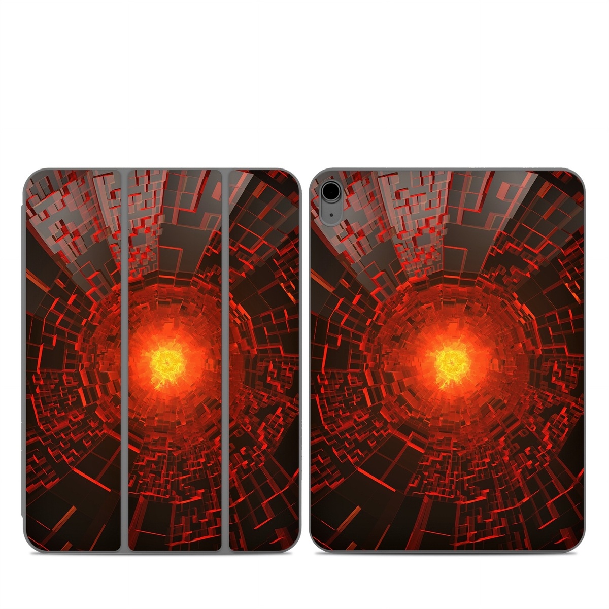 Smart Folio for iPad Series Skin design of Red, Fractal art, Light, Circle, Design, Art, Graphics, Symmetry, Pattern, Space, with black, red colors