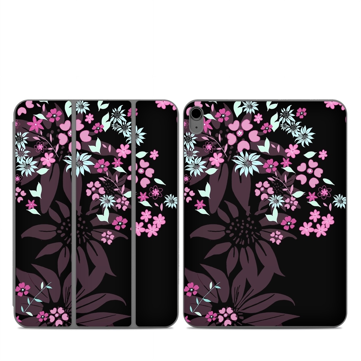 Smart Folio for iPad Series Skin design of Pink, Pattern, Flower, Plant, Botany, Petal, Floral design, Design, Pedicel, Graphic design, with black, gray, purple, green, red, pink colors