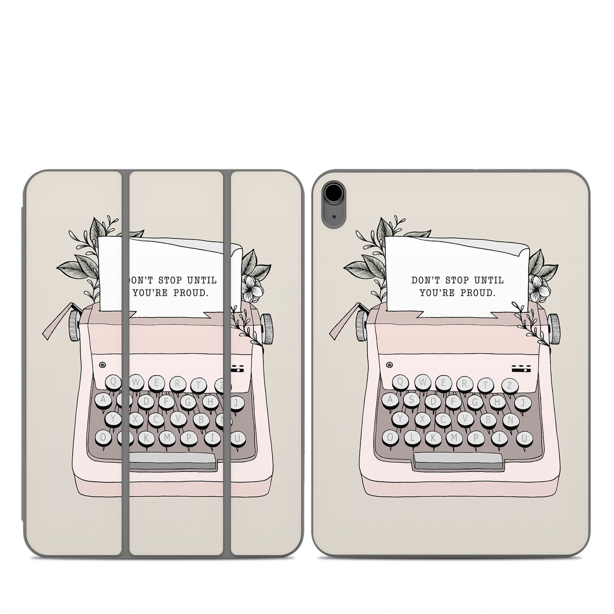 Smart Folio for iPad Series Skin design of Typewriter, Office equipment, Space bar, Office supplies, Illustration, with black, white, pink colors