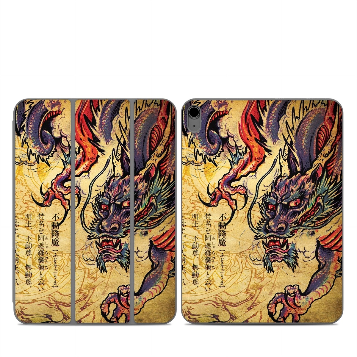 Smart Folio for iPad Series Skin design of Illustration, Fictional character, Art, Demon, Drawing, Visual arts, Dragon, Supernatural creature, Mythical creature, Mythology, with black, green, red, gray, pink, orange colors