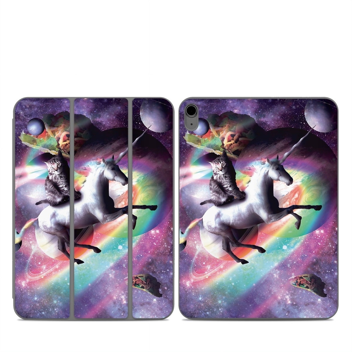 Smart Folio for iPad Series Skin design of Illustration, Graphic design, Fictional character, Space, Sky, Astronomical object, Universe, Outer space, Art, Unicorn, with black, white, gray, red, yellow, green, blue, orange colors