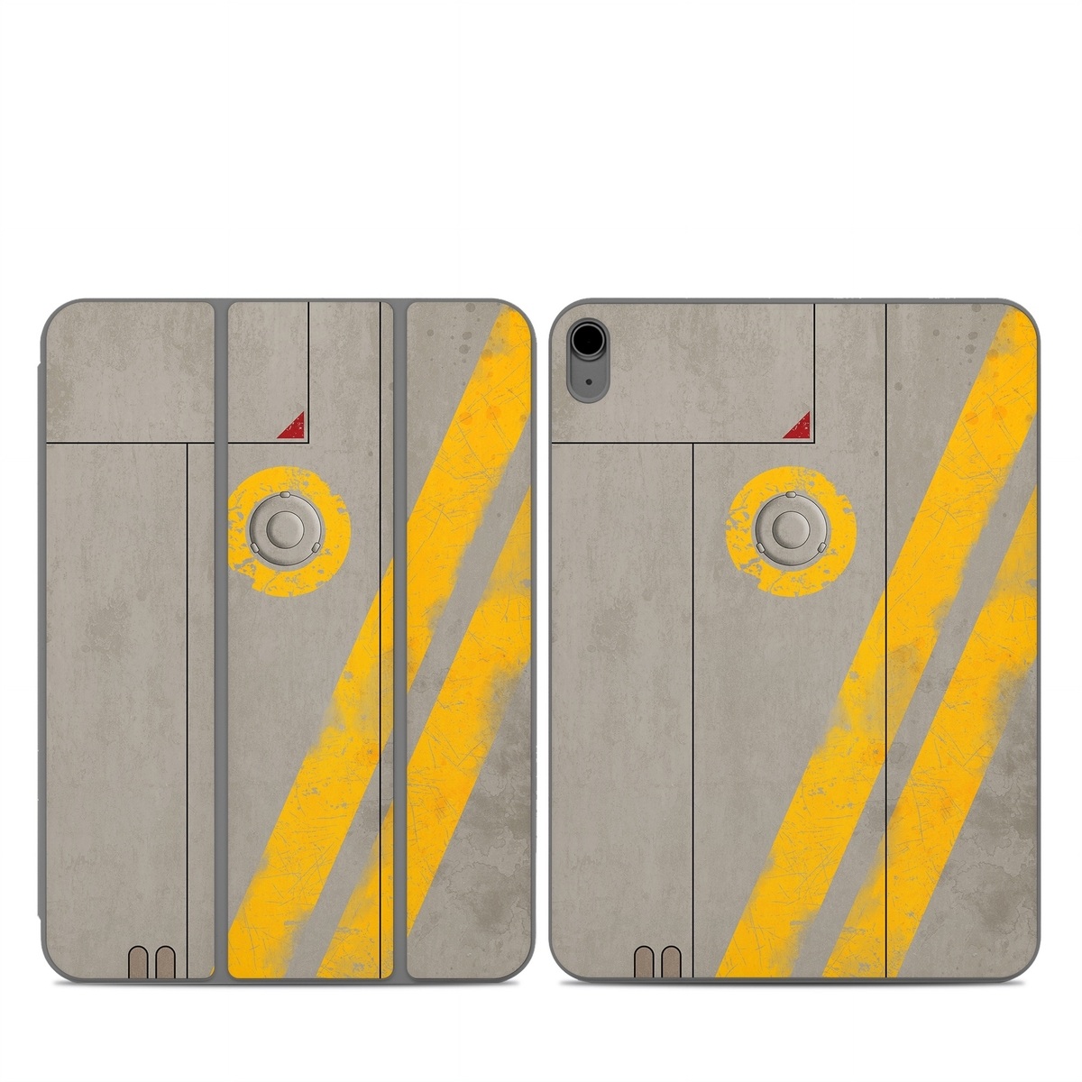 Smart Folio for iPad Series Skin design of Yellow, Wall, Line, Orange, Design, Concrete, Font, Architecture, Parallel, Wood, with gray, yellow, red, black colors