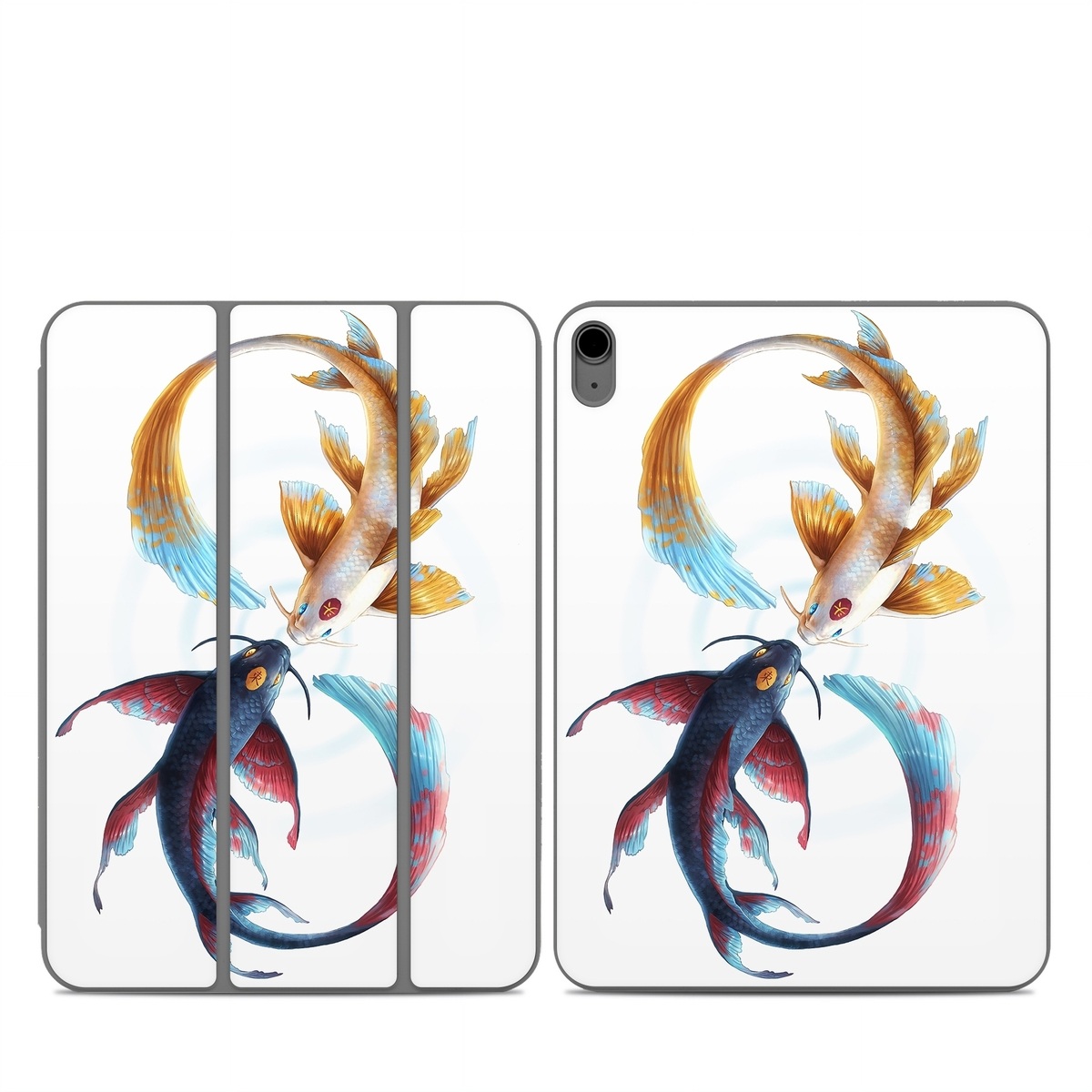 Smart Folio for iPad Series Skin design of Marine invertebrates, Art, Wing, Feather, Tree, Beak, Electric blue, Fish, Natural material, Painting, with white, black, yellow, orange, red, blue colors