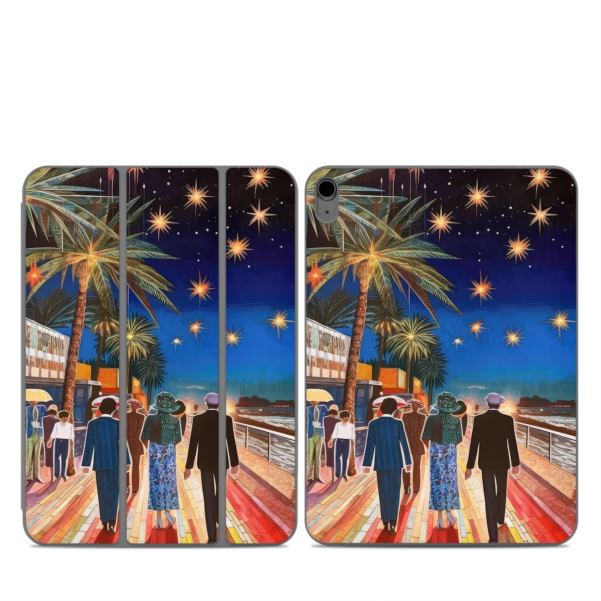 Smart Folio for iPad Series Skin design of Photograph, Sky, World, Light, Tree, Leisure, Line, Fun, Travel, People, with blue, black, yellow, orange, red, green, brown, black colors