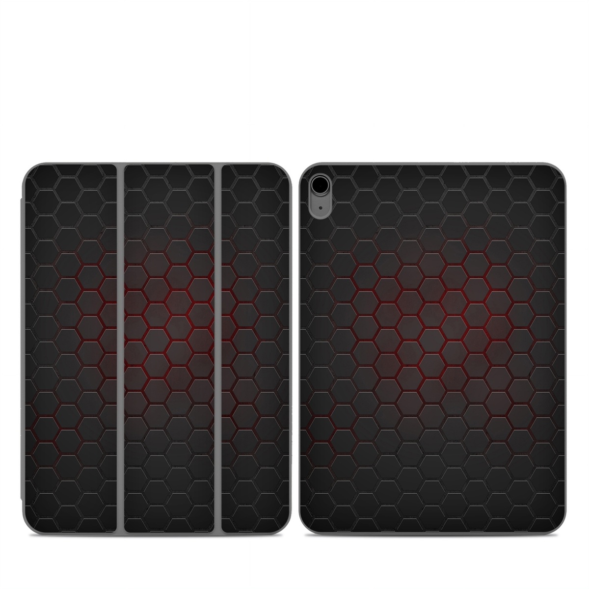 Smart Folio for iPad Series Skin design of Black, Pattern, Metal, Design, Mesh, Carbon, Space, Wallpaper, with black, red colors