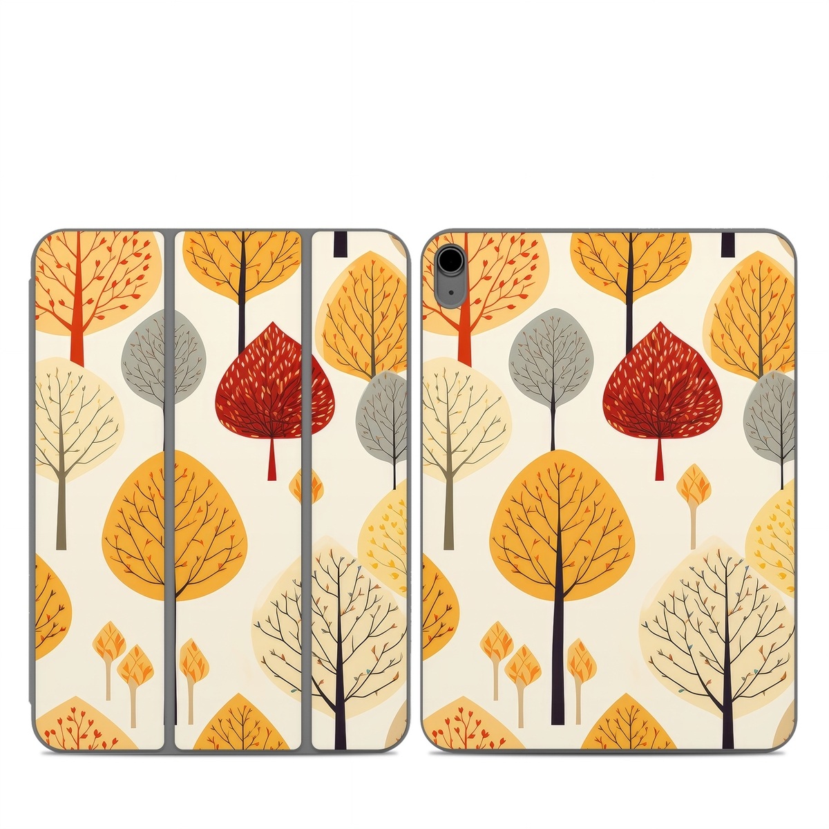 Smart Folio for iPad Series Skin design of Plant, Leaf, Botany, Nature, Organism, Yellow, Tree, Woody plant, Terrestrial plant, Adaptation, with yellow, orange, red, black, brown colors