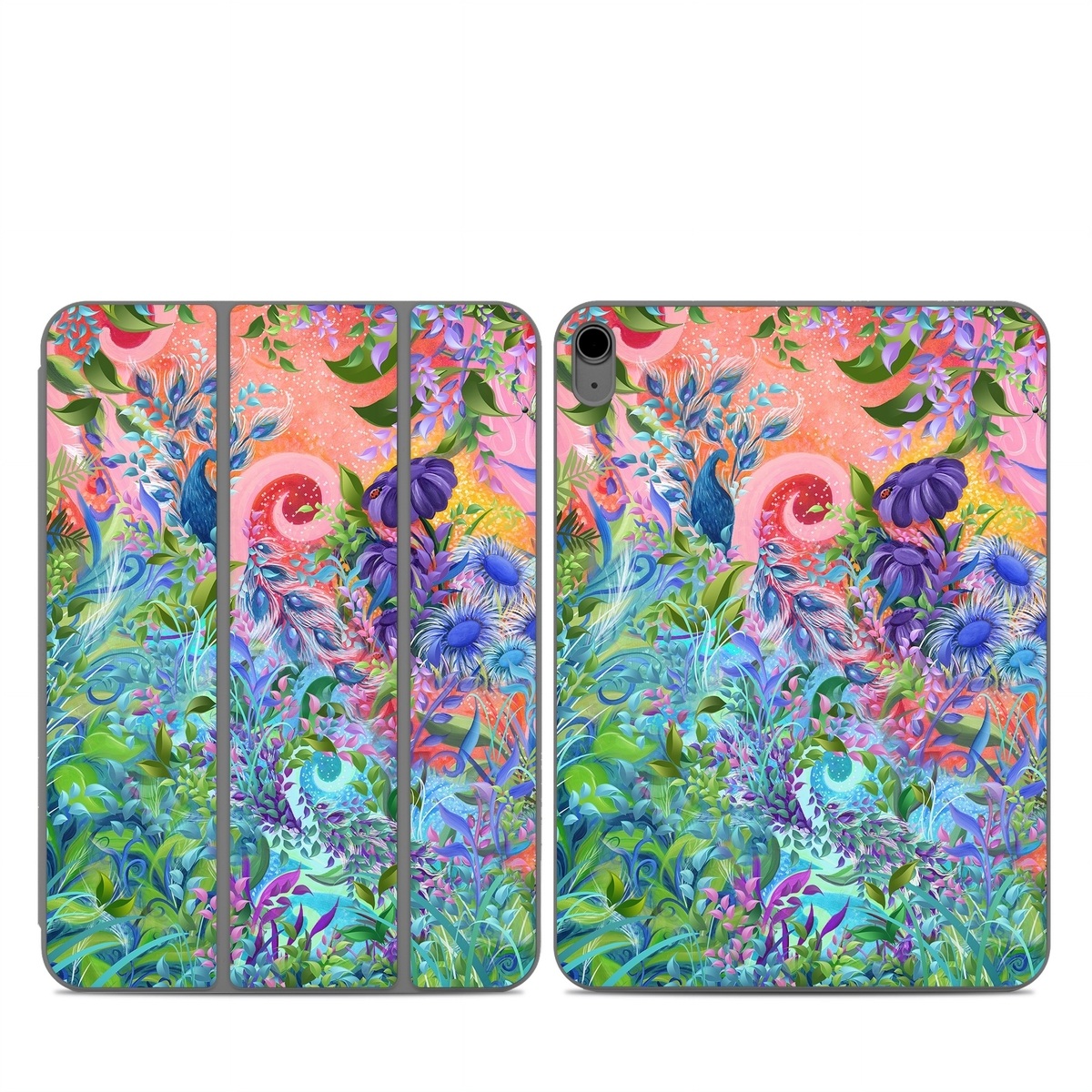 Smart Folio for iPad Series Skin design of Psychedelic art, Painting, Art, Acrylic paint, Pattern, Modern art, Visual arts, Textile, Design, Organism, with gray, blue, green, pink colors
