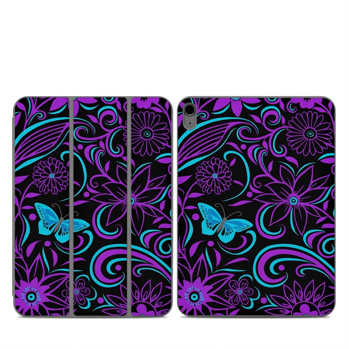 Smart Folio for iPad Series Skin design of Pattern, Purple, Violet, Turquoise, Teal, Design, Floral design, Visual arts, Magenta, Motif, with black, purple, blue colors