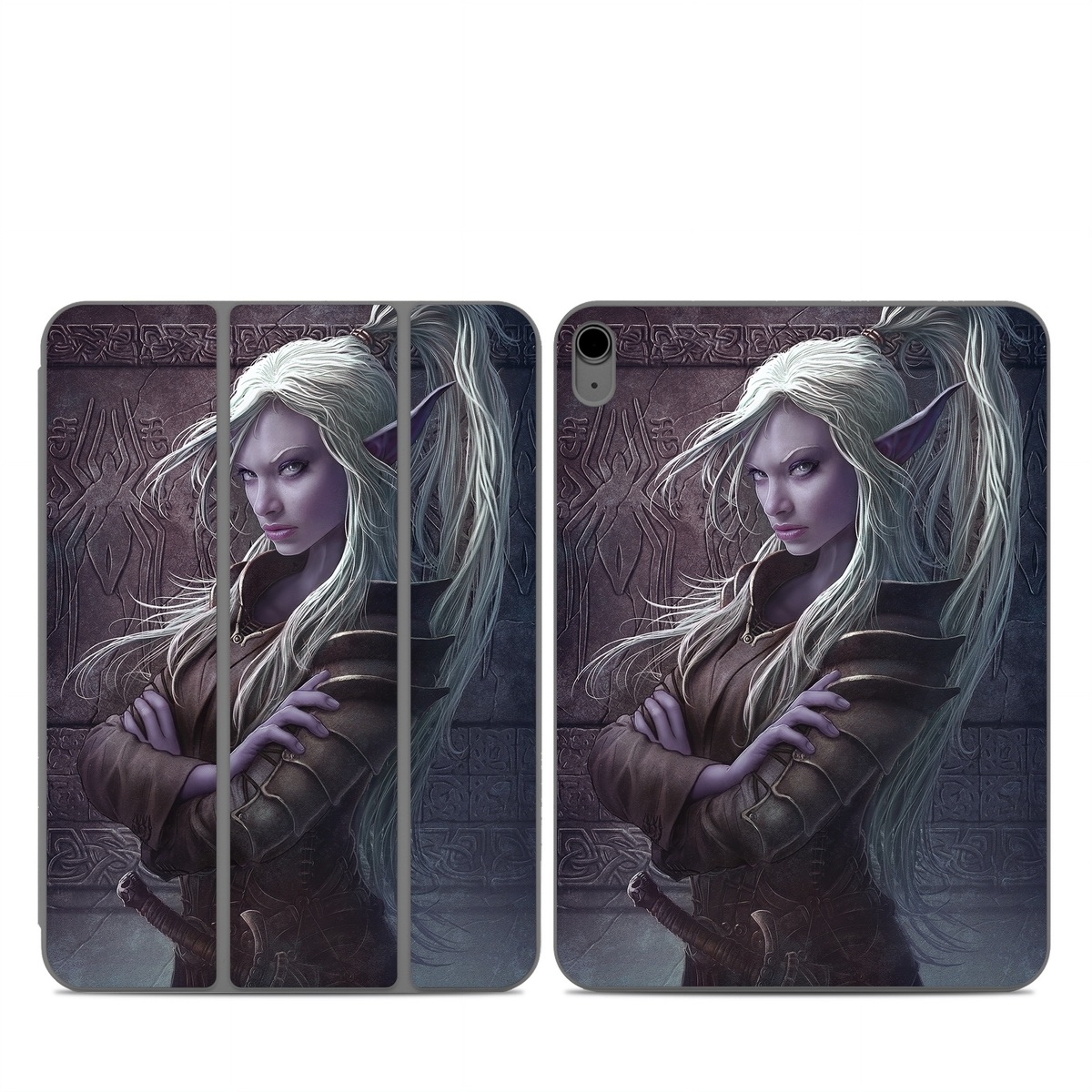 Smart Folio for iPad Series Skin design of Cg artwork, Beauty, Purple, Lady, Illustration, Fictional character, Long hair, Photography, Art, Portrait, with black, gray, purple colors