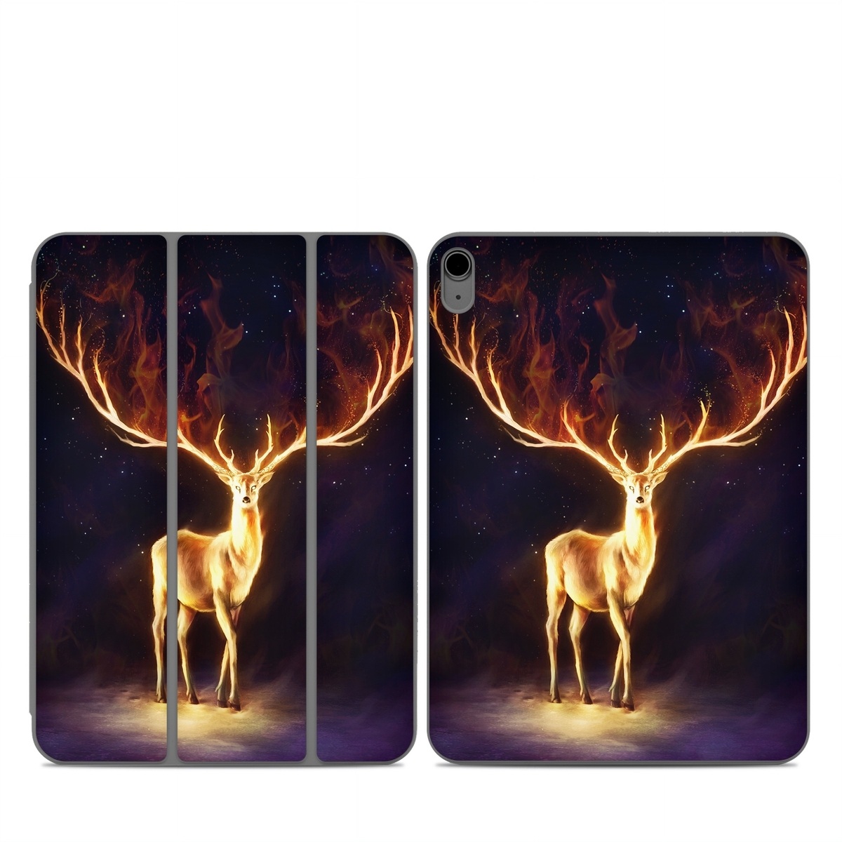 Smart Folio for iPad Series Skin design of Plant, Tree, Organism, Entertainment, Fawn, Art, Heat, Performing arts, Landscape, Sky, with black, yellow, red, orange, purple colors