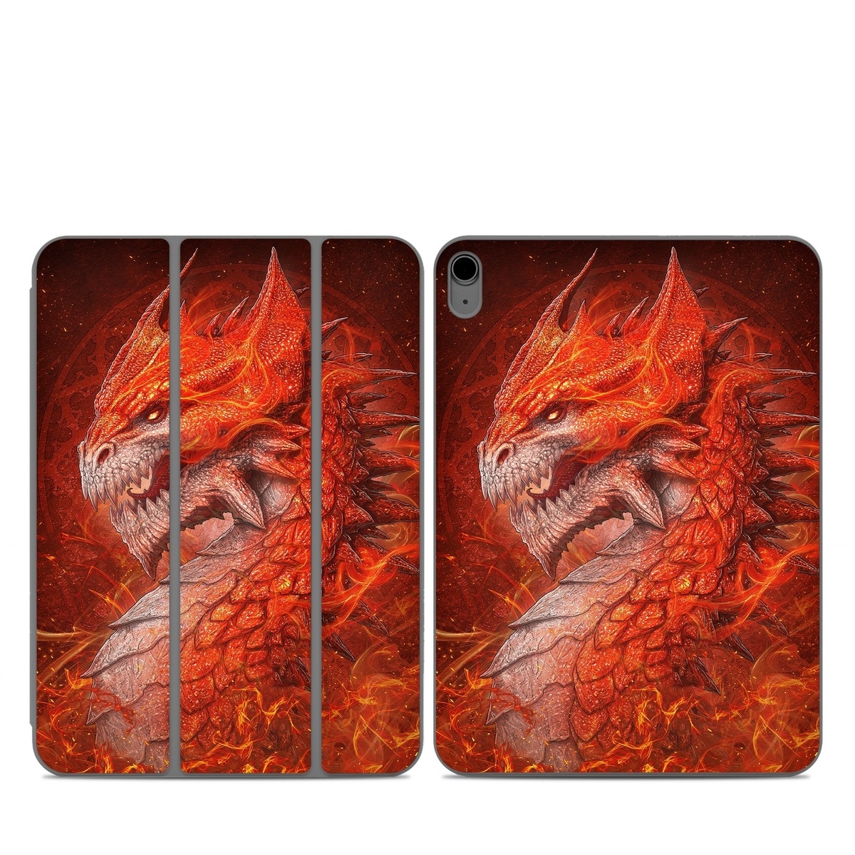 Smart Folio for iPad Series Skin design of Fictional character, Cg artwork, Illustration, Art, Demon, Geological phenomenon, Mythical creature, Dragon, Cryptid, with red, orange, yellow colors