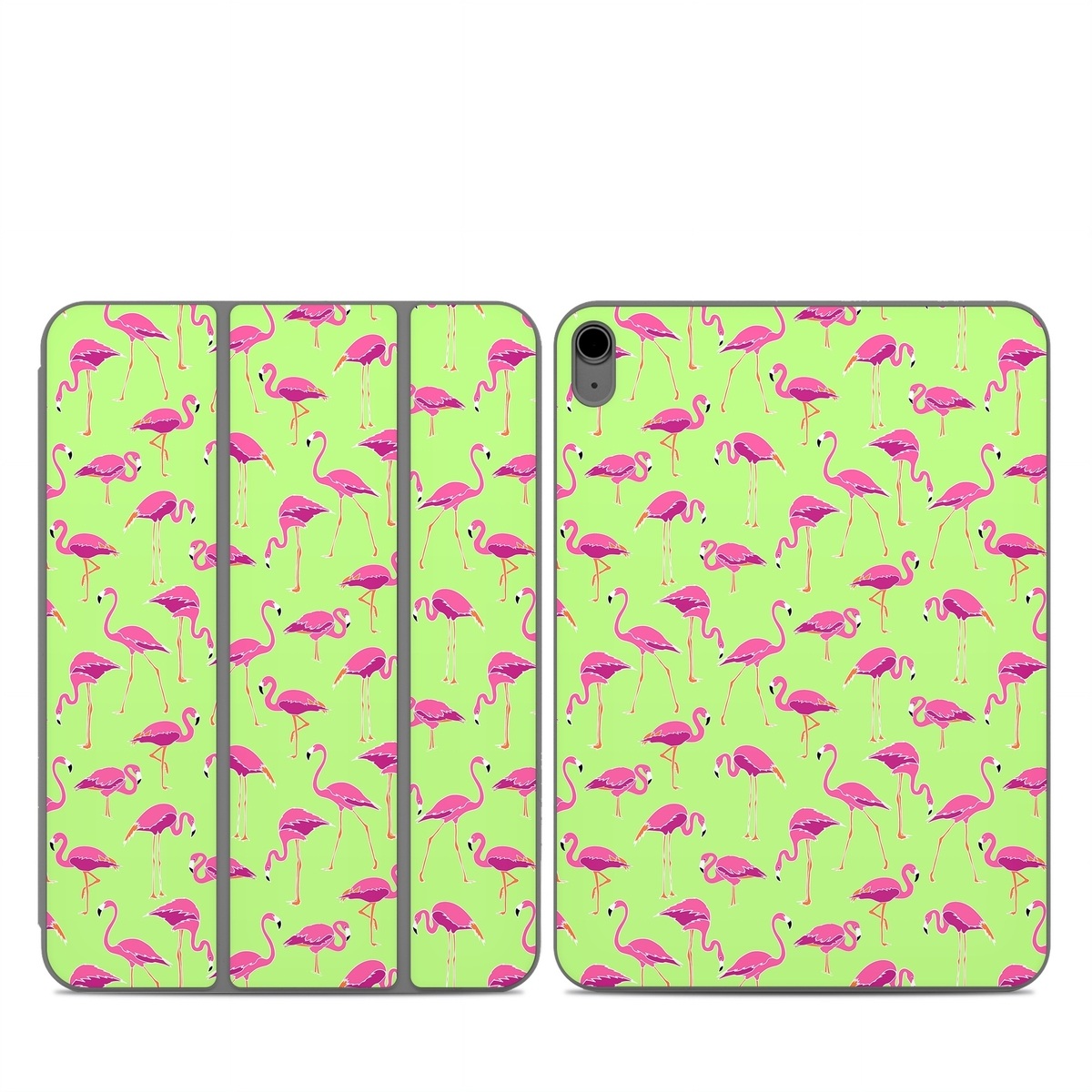Smart Folio for iPad Series Skin design of Pink, Green, Red, Pattern, Wrapping paper, Textile, Design, Flamingo, Line, with pink, green colors