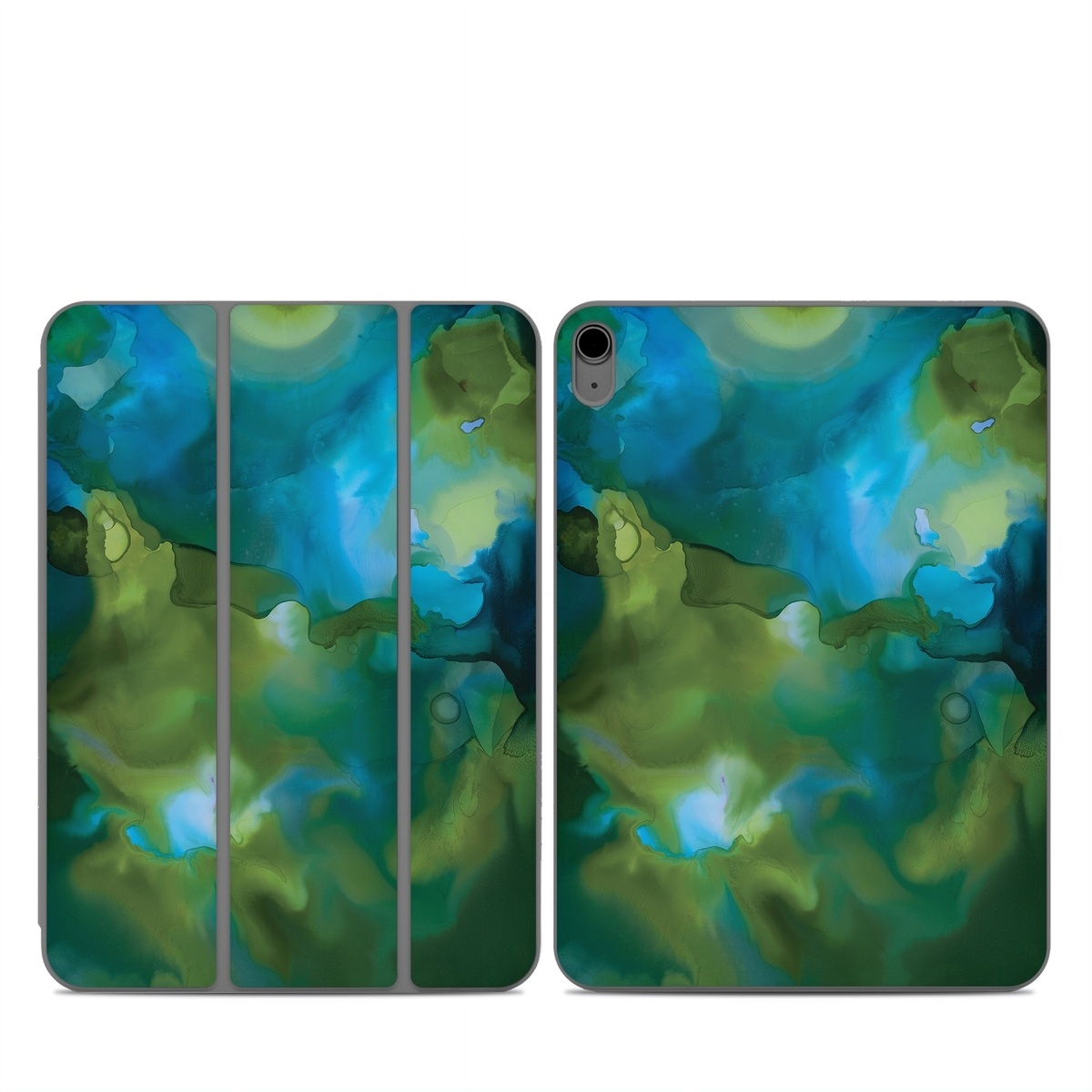 Smart Folio for iPad Series Skin design of Aqua, Blue, Green, Painting, Turquoise, Teal, Water, Acrylic paint, Art, Organism, with blue, green colors