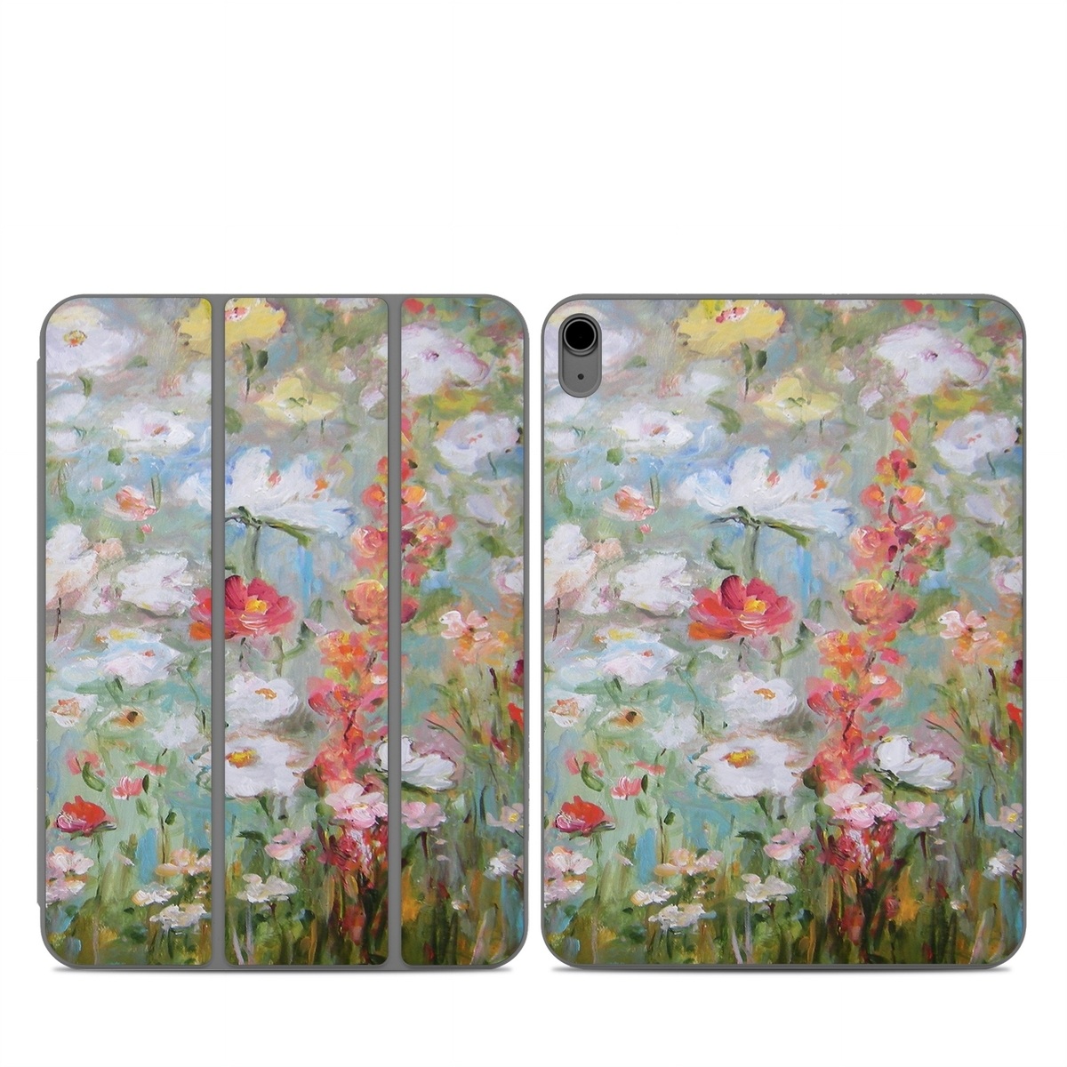 Smart Folio for iPad Series Skin design of Flower, Painting, Watercolor paint, Plant, Modern art, Wildflower, Botany, Meadow, Acrylic paint, Flowering plant, with gray, black, green, red, blue colors