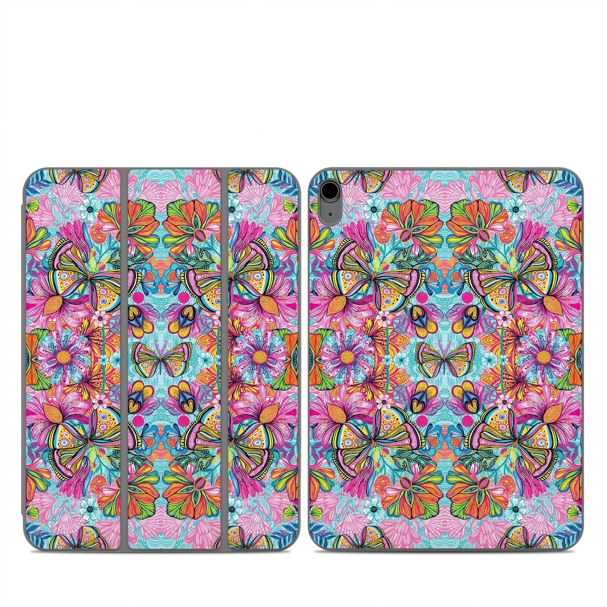 Smart Folio for iPad Series Skin design of Pattern, Design, Textile, Psychedelic art, Visual arts, Symmetry, Art, Motif, with blue, pink, green, yellow, orange, purple colors