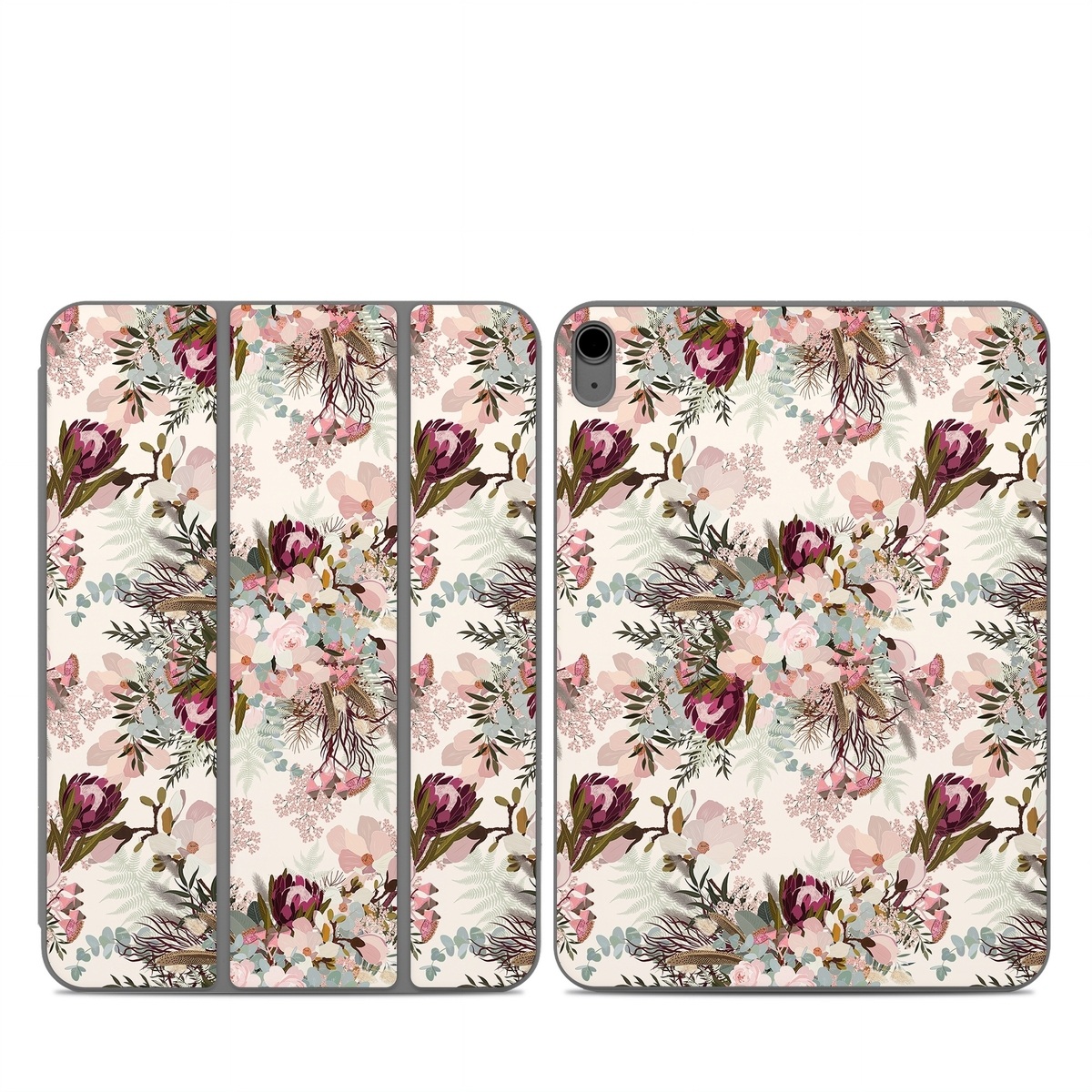 Smart Folio for iPad Series Skin design of Pink, Pattern, Lilac, Flower, Plant, Petal, Floral design, Textile, Design, Blossom, with white, red, pink, blue, brown colors