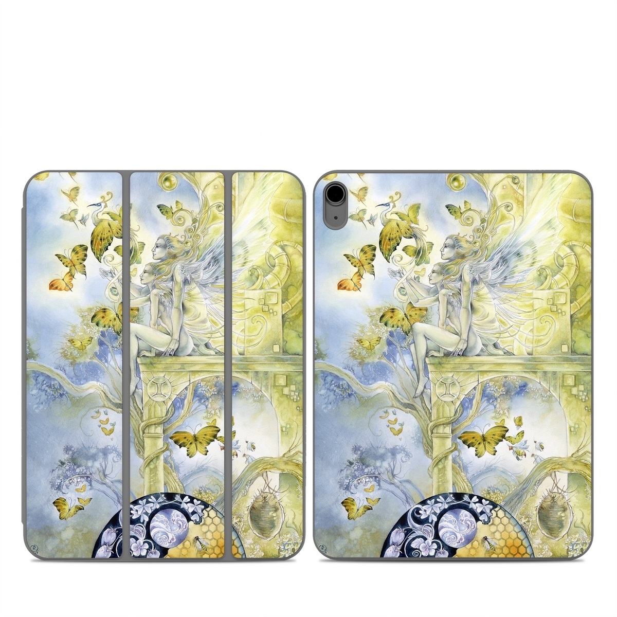 Smart Folio for iPad Series Skin design of Illustration, Watercolor paint, Art, Painting, Plant, with gray, green, yellow, purple, black colors