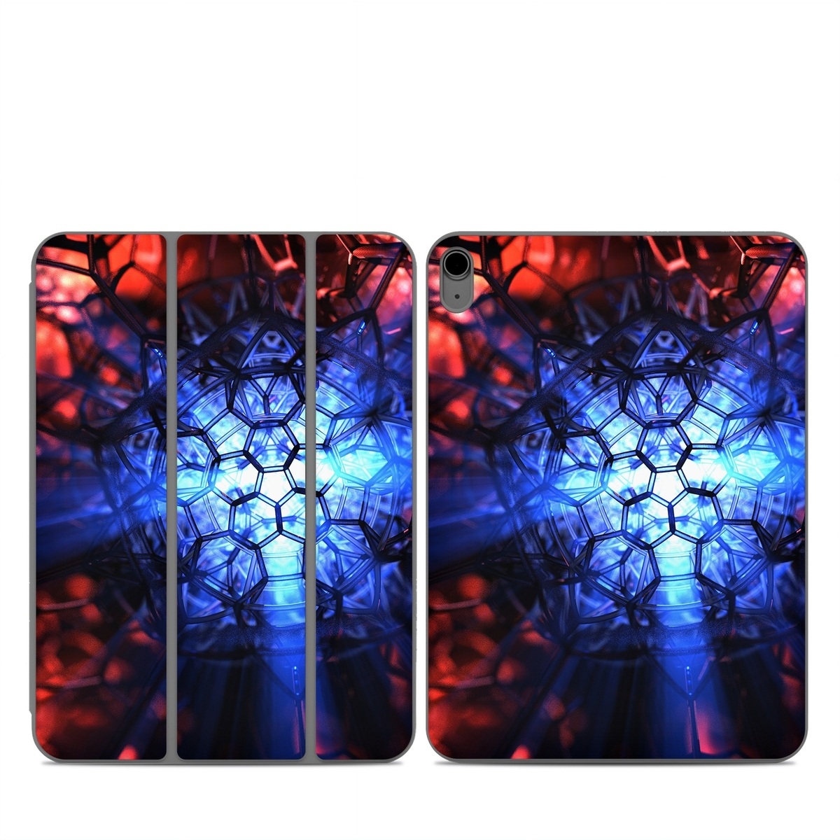 Smart Folio for iPad Series Skin design of Blue, Fractal art, Red, Light, Pattern, Lighting, Art, Kaleidoscope, Design, Psychedelic art, with black, blue, red colors