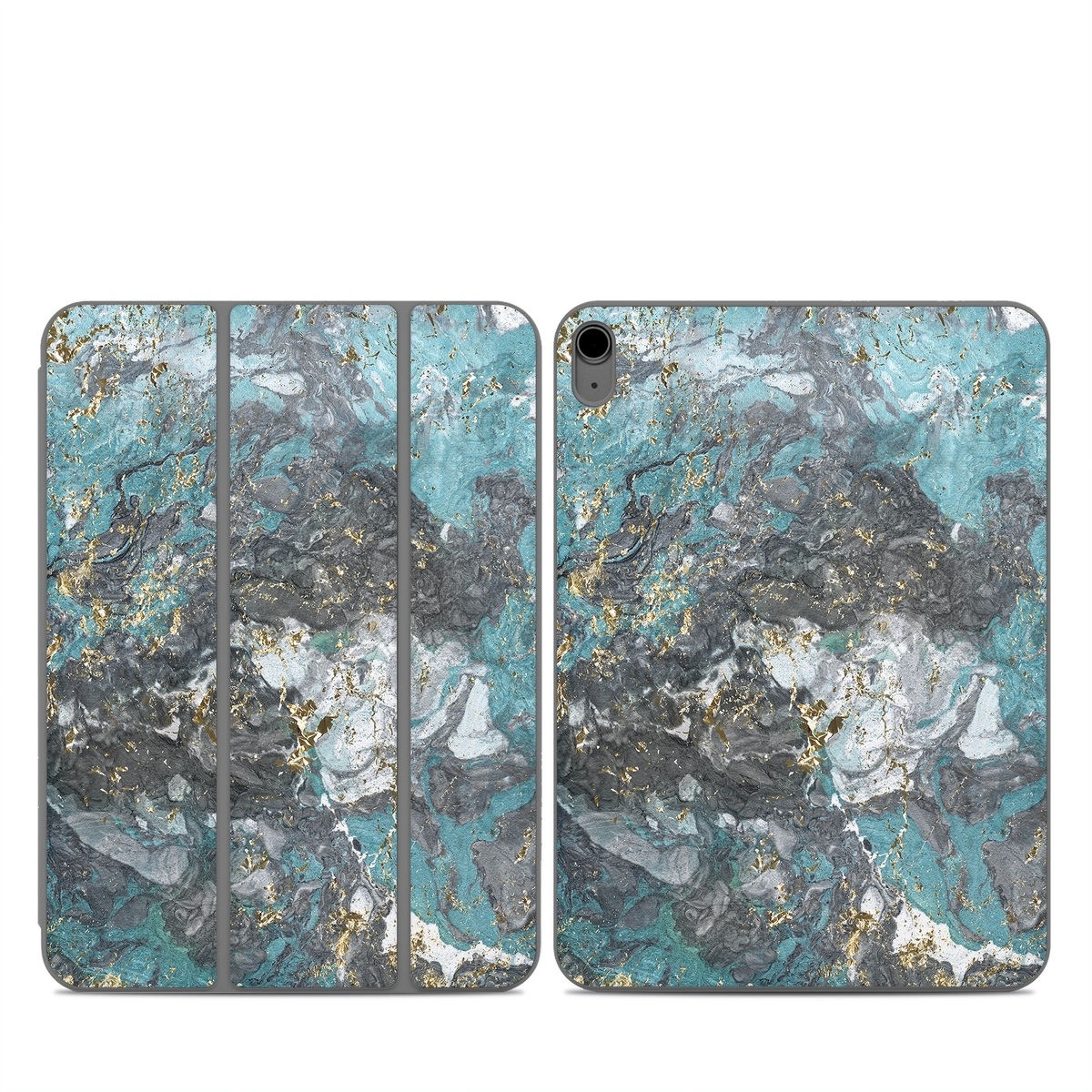 Smart Folio for iPad Series Skin design of Blue, Turquoise, Green, Aqua, Teal, Geology, Rock, Painting, Pattern, with black, white, gray, green, blue colors