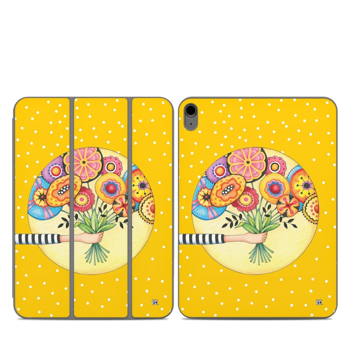 Smart Folio for iPad Series Skin design of Circle, Illustration, Clip art, Plant, with orange, yellow, pink, gray, green, black colors
