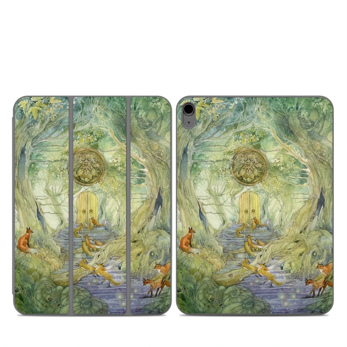 Smart Folio for iPad Series Skin design of Painting, Art, Mythology, Visual arts, Watercolor paint, Organism, Fictional character, Modern art, Landscape, Acrylic paint, with green, brown, red, yellow, blue, purple colors