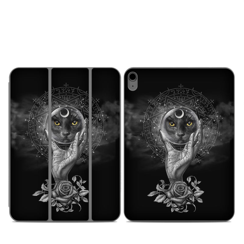 Smart Folio for iPad Series Skin design of Head, Eye, Flash photography, Painting, Headgear, Art, Font, Snout, Darkness, Owl, with black, white, gray colors