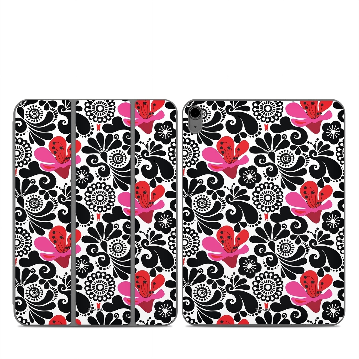 Smart Folio for iPad Series Skin design of White, Product, Green, Botany, Petal, Textile, Pink, Creative arts, Line, Magenta, with black, white, pink, red colors