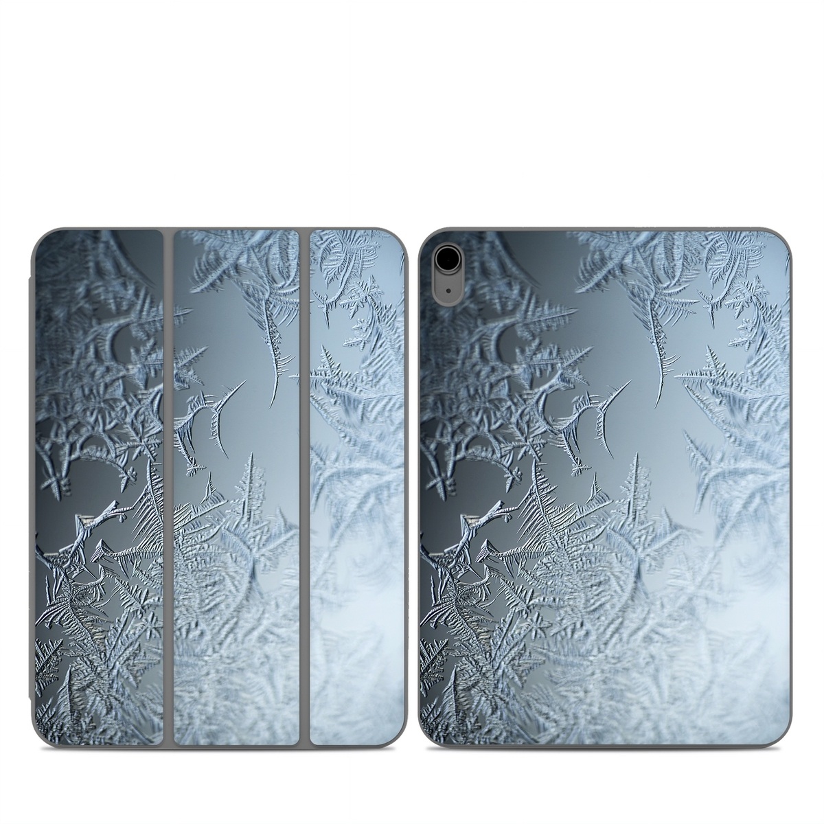 Smart Folio for iPad Series Skin design of Water, Frost, Freezing, Winter, Pattern, Ice, Sky, Atmosphere, Design, Reflection, with blue, gray, white, black colors