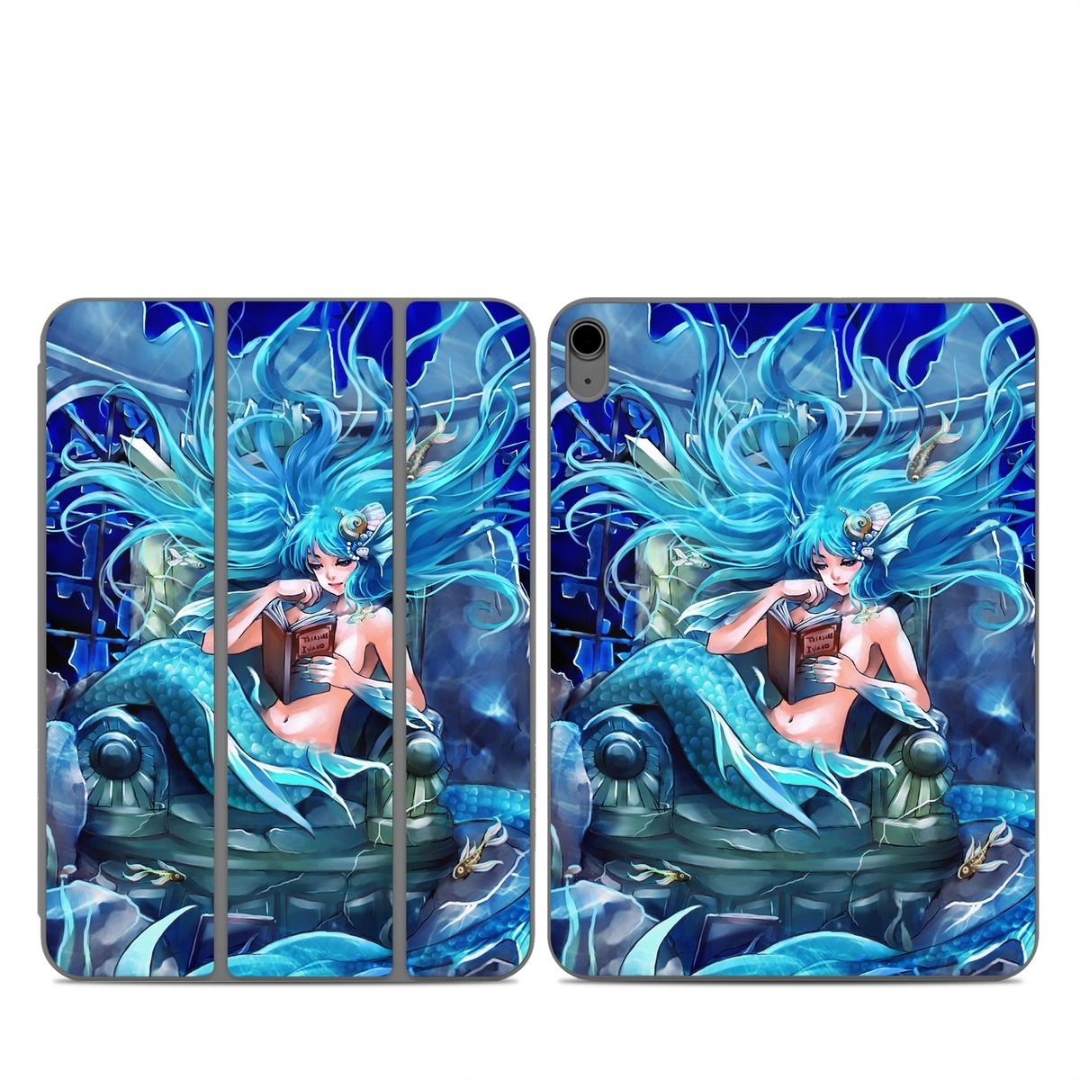 Smart Folio for iPad Series Skin design of Cg artwork, Fictional character, Electric blue, Illustration, Art, Mythology, Dragon, Games, Mythical creature, with blue, black, yellow, white colors