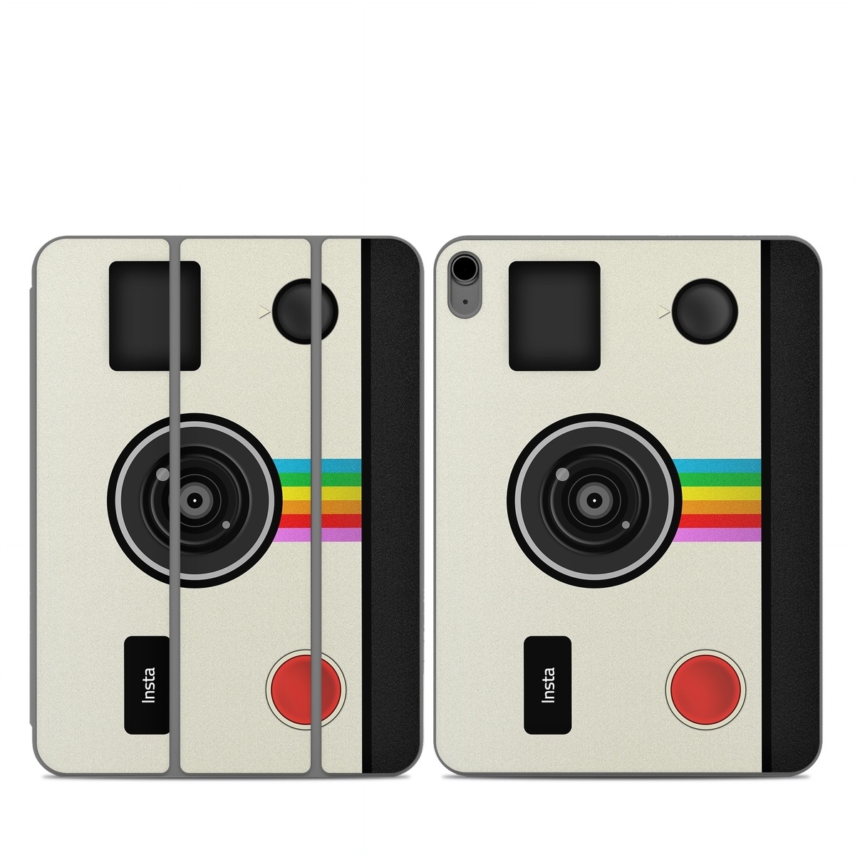 Smart Folio for iPad Series Skin design of Cameras & optics, Camera, Technology, Circle, Electronic device, Electronics, Colorfulness, with gray, black, red colors