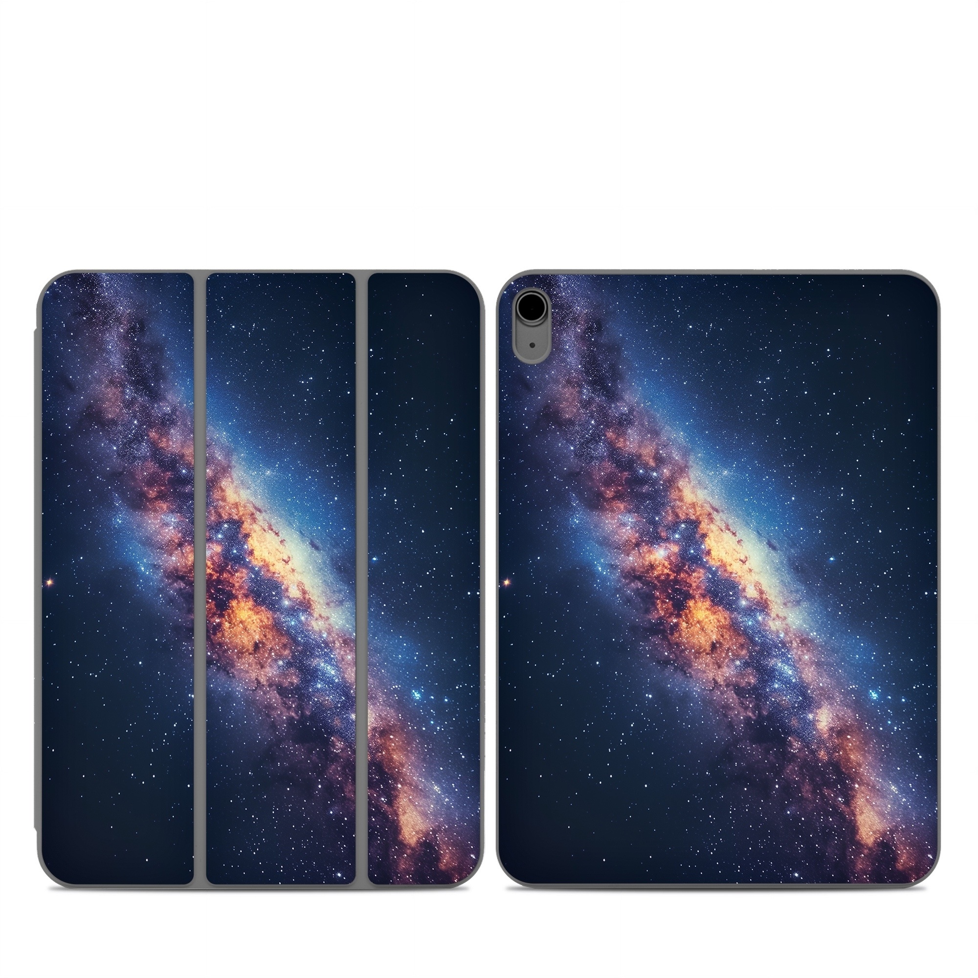 Smart Folio for iPad Series Skin design of Atmosphere, Sky, Nature, World, Nebula, Galaxy, Astronomical object, Atmospheric phenomenon, Milky way, Star, with black, blue, white, yellow, orange, red, purple, gray colors