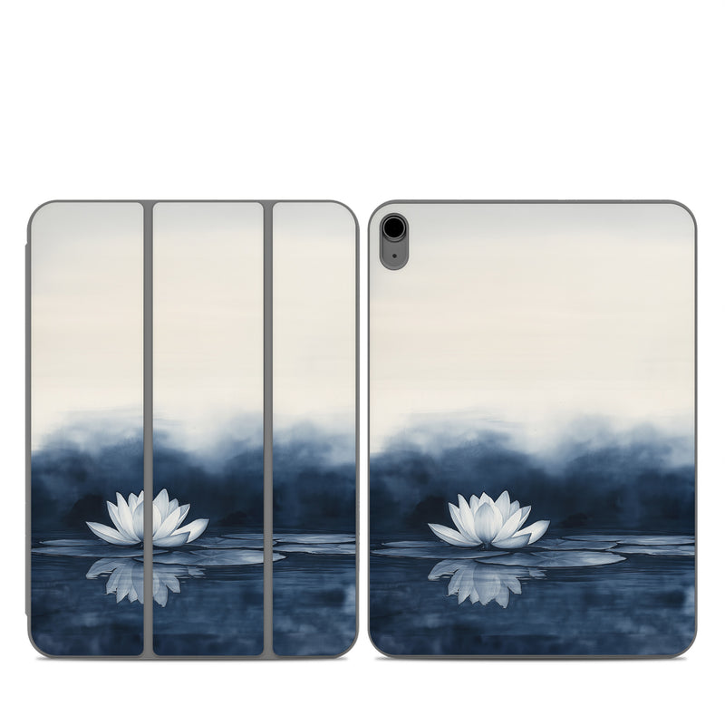 Smart Folio for iPad Series Skin design of Water, Flower, Plant, Liquid, Lotus, Sky, Nature, Petal, Fluid, Sacred lotus, with black, blue, white, gray colors