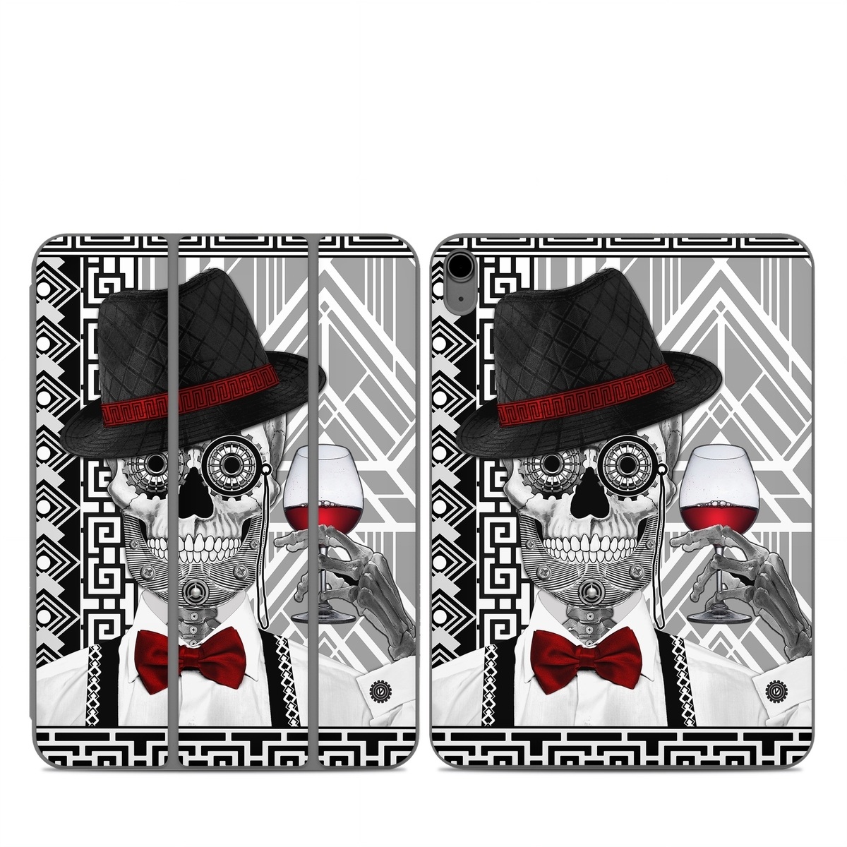 Smart Folio for iPad Series Skin design of Cartoon, Poster, Font, Illustration, Headgear, Games, Photo caption, Fictional character, Graphic design, Hat, with black, white, red colors