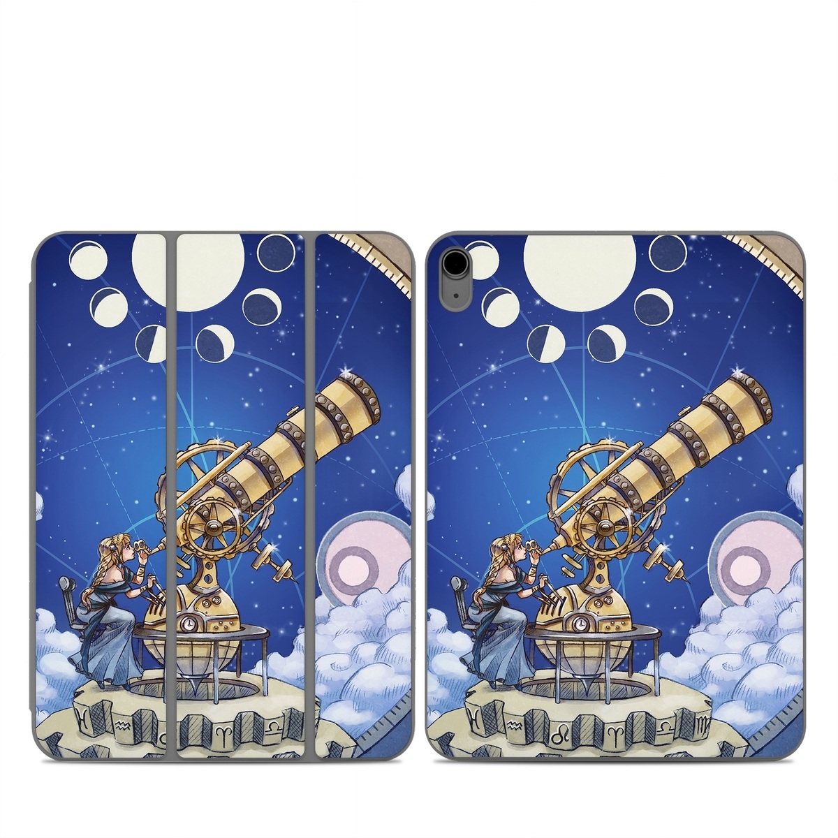 Smart Folio for iPad Series Skin design of Circle, World, Space, Vehicle, Satellite, Illustration, with white, blue, yellow, pink, gray colors