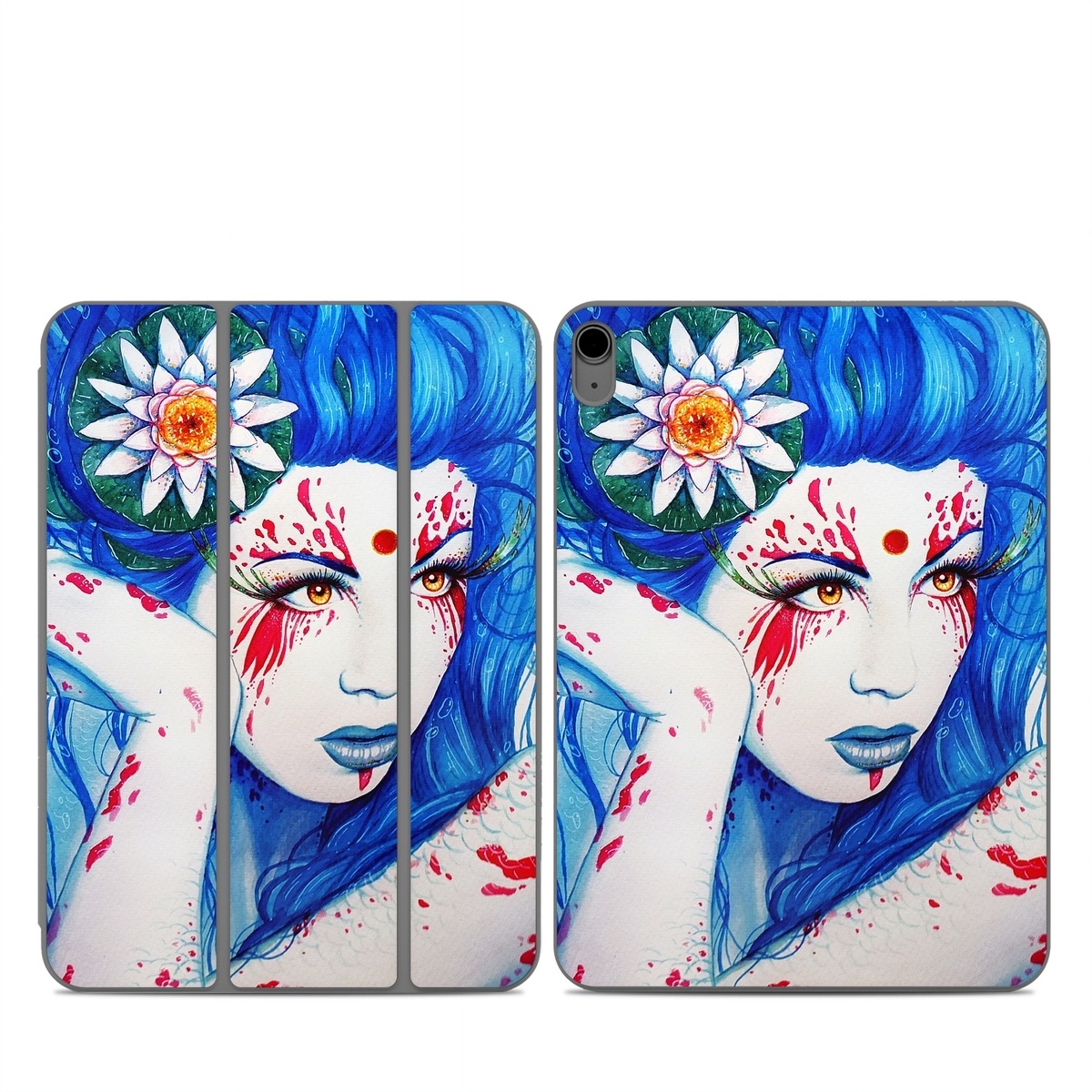 Smart Folio for iPad Series Skin design of Hairstyle, Paint, Art paint, Blue, Painting, Eyelash, Art, Artist, Electric blue, Illustration, with white, blue, red, yellow, green, orange colors