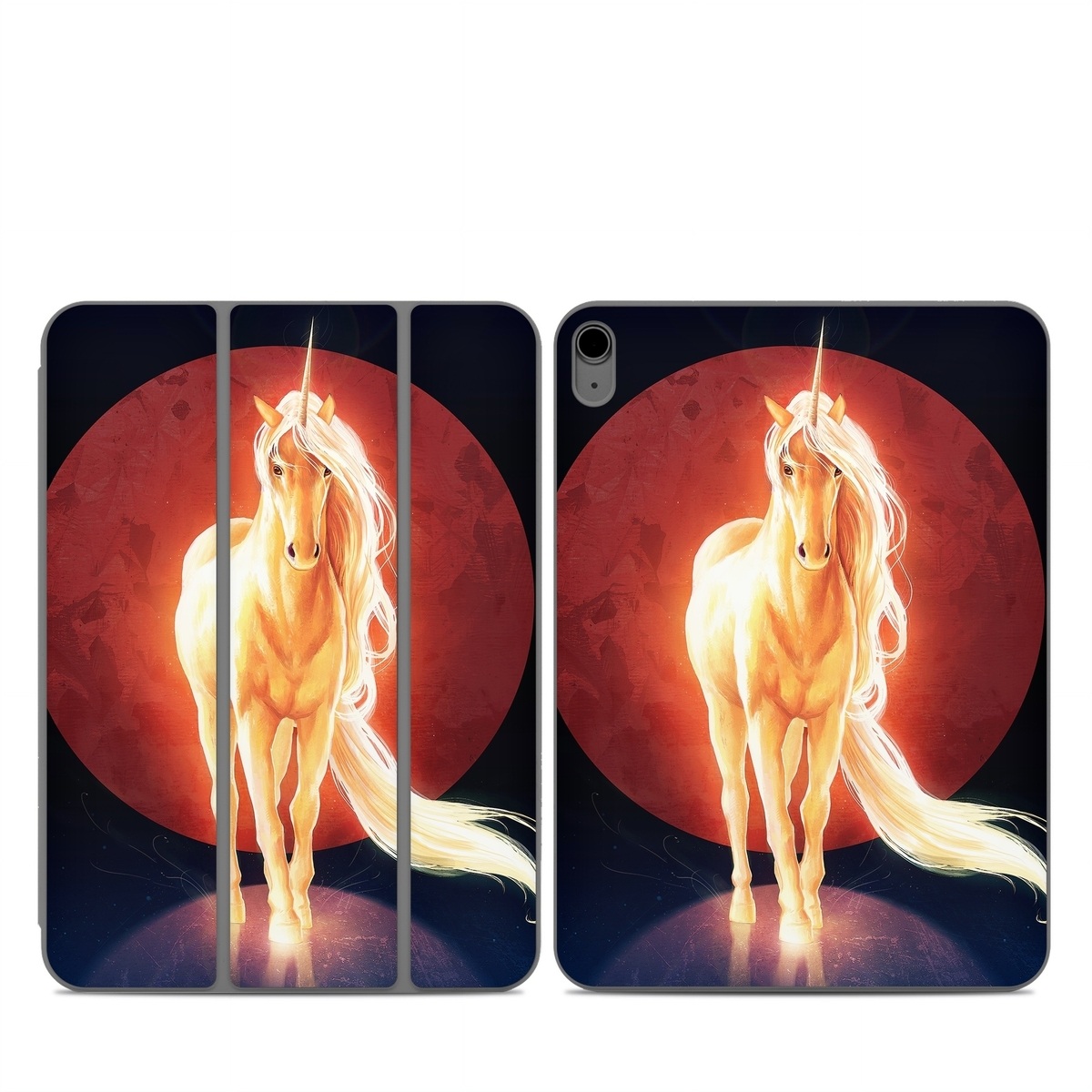 Smart Folio for iPad Series Skin design of Hair, Horse, Human body, Jaw, Art, Entertainment, Heat, Neon, Flame, Tail, with black, red, orange, yellow, white, purple colors