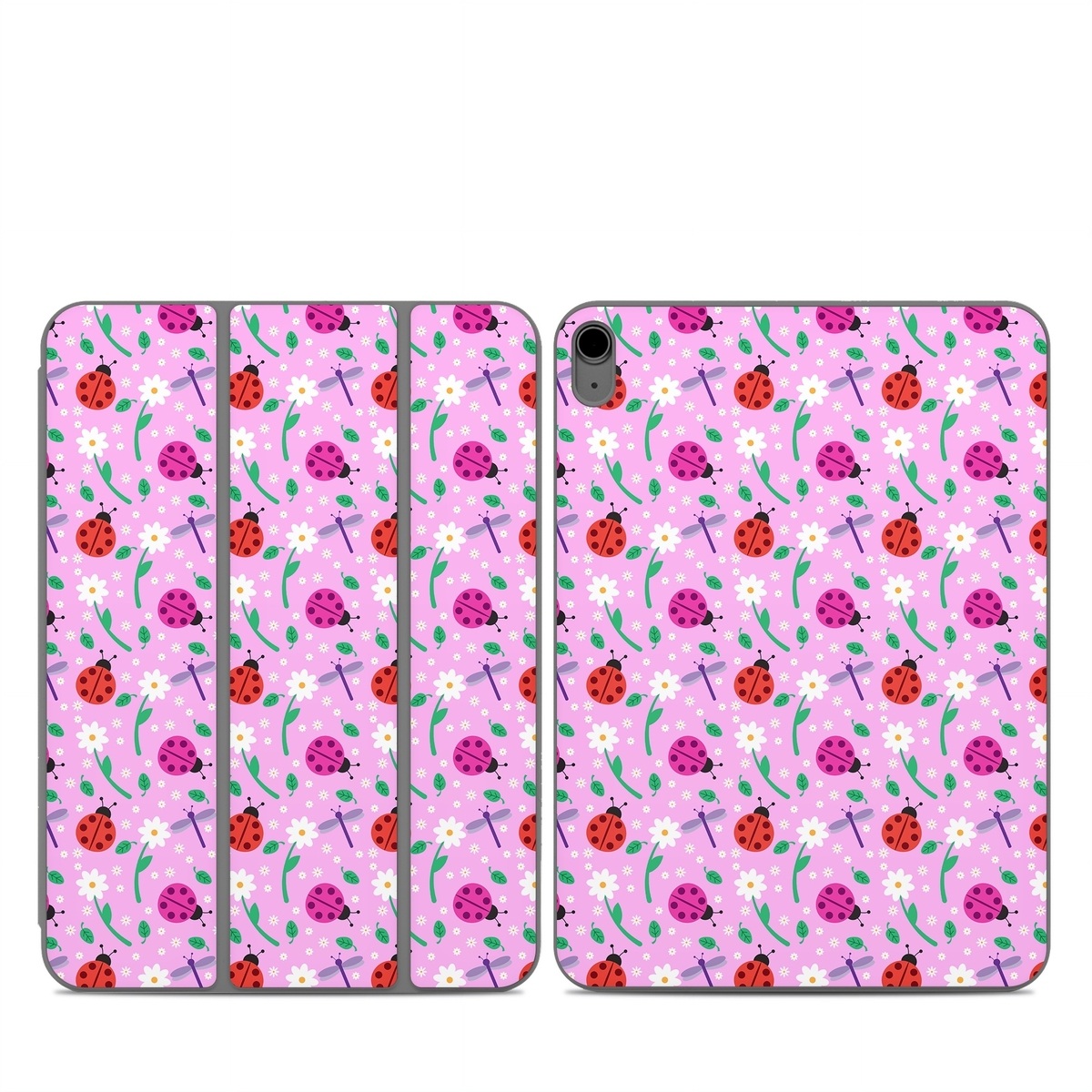 Smart Folio for iPad Series Skin design of Pink, Pattern, Design, Magenta, Clip art, Plant, Visual arts, Ladybug, Child art, Illustration, with pink, white, purple, gray, red, blue colors