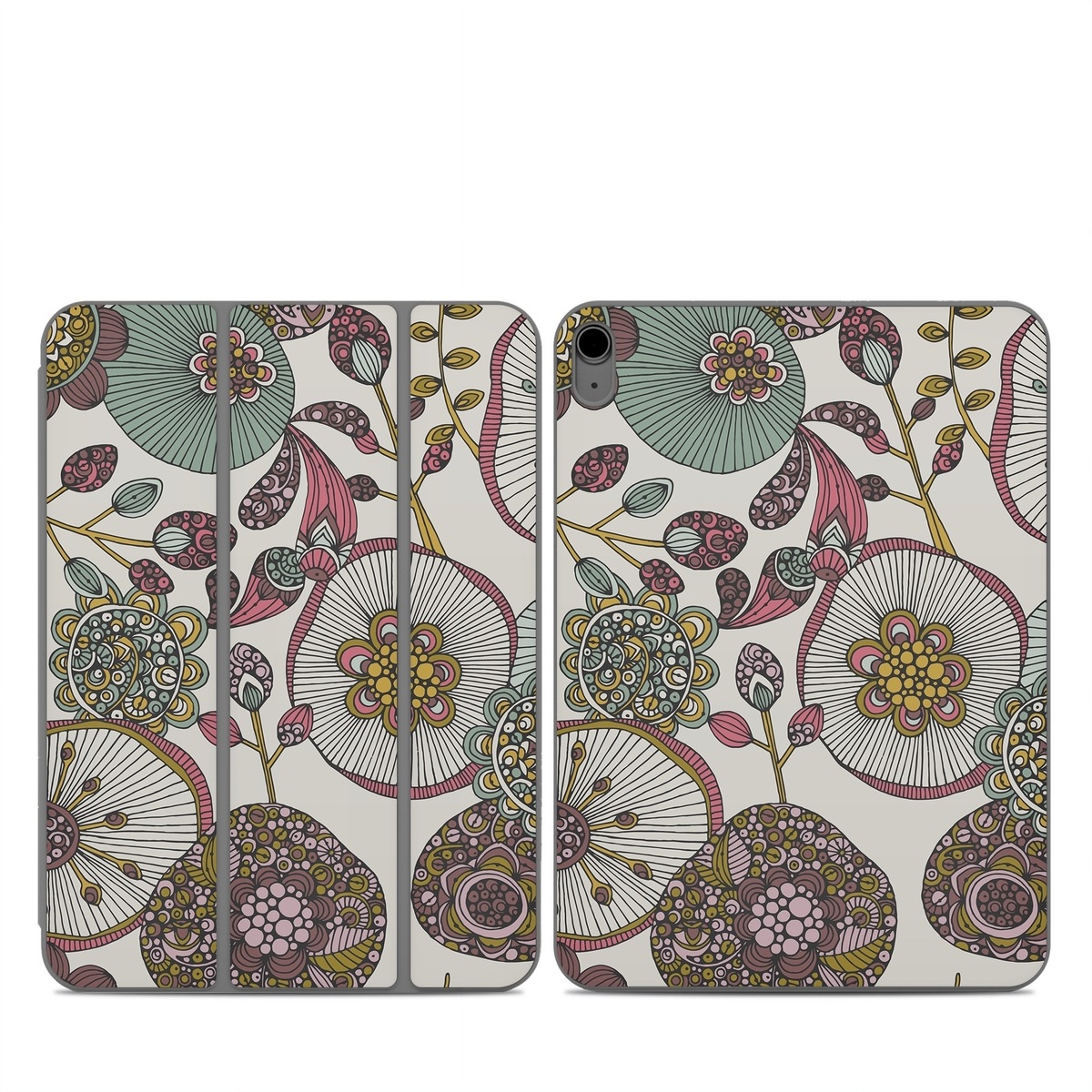 Smart Folio for iPad Series Skin design of Pattern, Textile, Botany, Visual arts, Motif, Design, Needlework, Circle, Floral design, with gray, pink, green, blue, purple colors