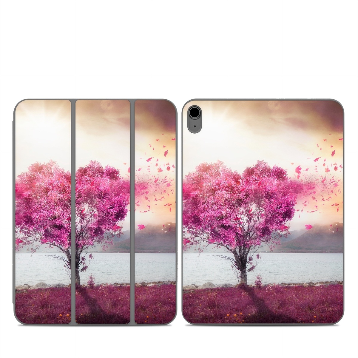 Smart Folio for iPad Series Skin design of Sky, Nature, Natural landscape, Pink, Tree, Spring, Purple, Landscape, Cloud, Magenta, with pink, yellow, blue, black, gray colors