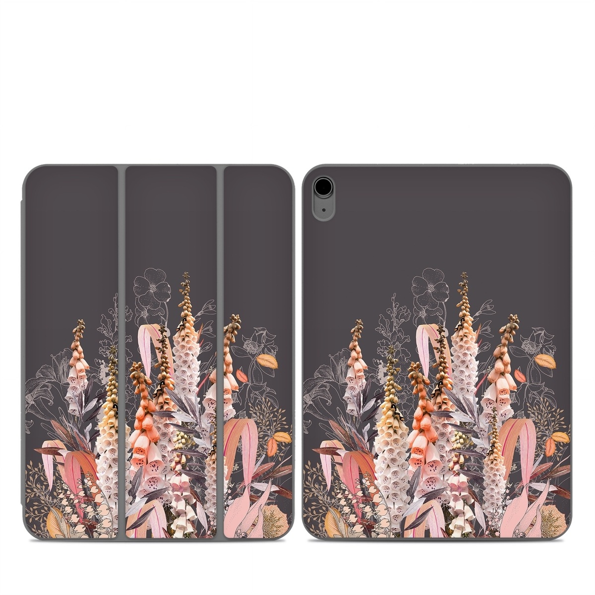 Smart Folio for iPad Series Skin design of Flower, Plant, Foxtail lily, Botany, Plant stem, Illustration, Broomrape, with brown, pink, white, yellow, orange colors