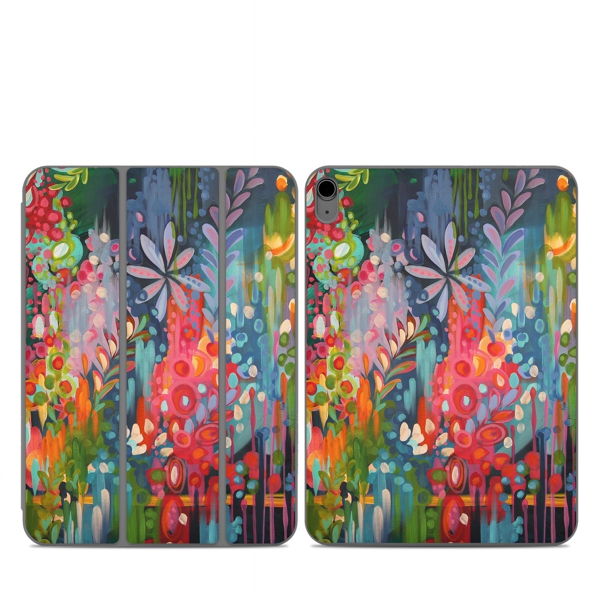 Smart Folio for iPad Series Skin design of Painting, Modern art, Acrylic paint, Art, Visual arts, Watercolor paint, Child art, Flower, Plant, Tree, with blue, red, orange, purple, yellow, pink, green colors