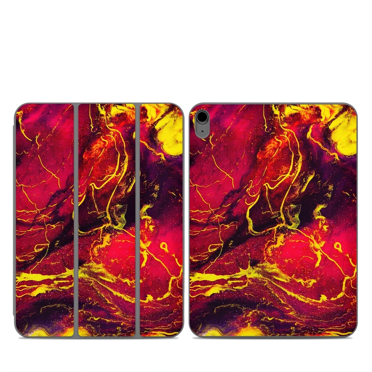 Smart Folio for iPad Series Skin design of Red, Purple, Geological phenomenon, Pattern, Fractal art, Art, Fictional character, Graphics, with red, yellow, black colors