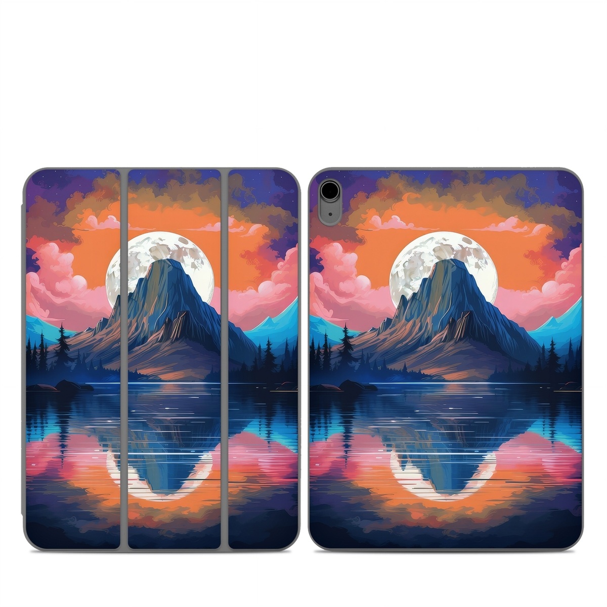 Smart Folio for iPad Series Skin design of Water, Sky, Cloud, Daytime, World, Mountain, Natural Landscape, Azure, Paint, Plant, Tree, with black, blue, red, yellow, orange, pink, purple colors