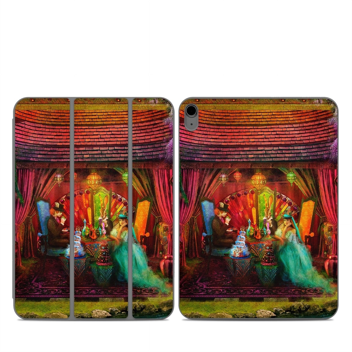 Smart Folio for iPad Series Skin design of Hindu temple, Temple, Art, Painting, Place of worship, Stage, Fictional character, with black, red, green, blue, gray colors