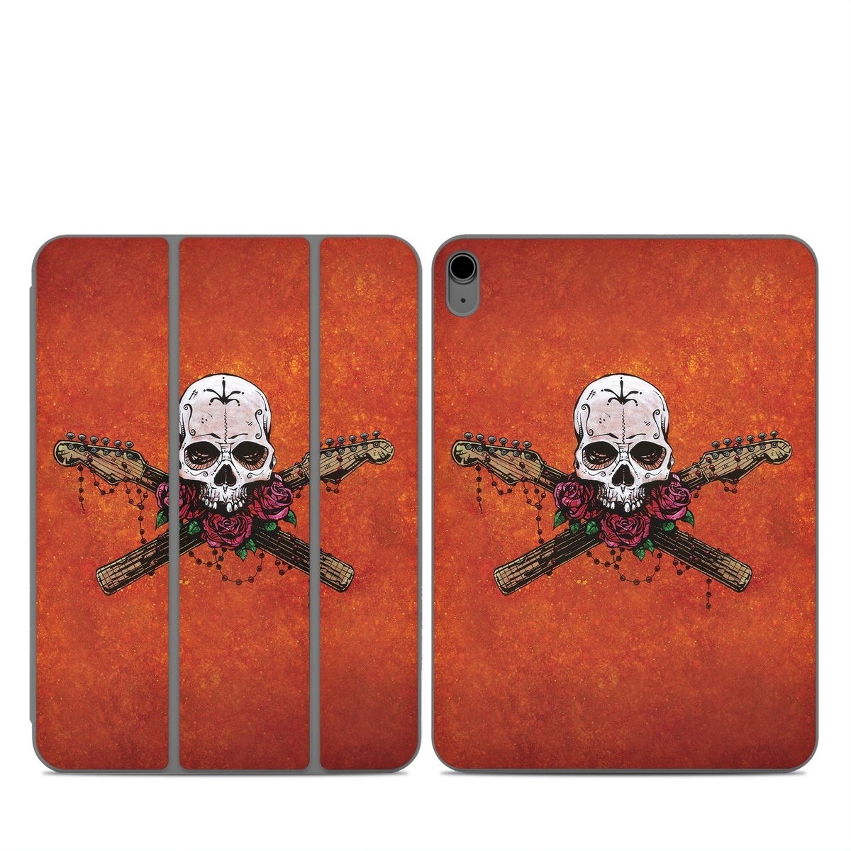 Smart Folio for iPad Series Skin design of Sleeve, Orange, Skull, Font, Bone, Art, T-shirt, Symbol, Circle, Emblem, with black, white, gray, brown, red, green colors