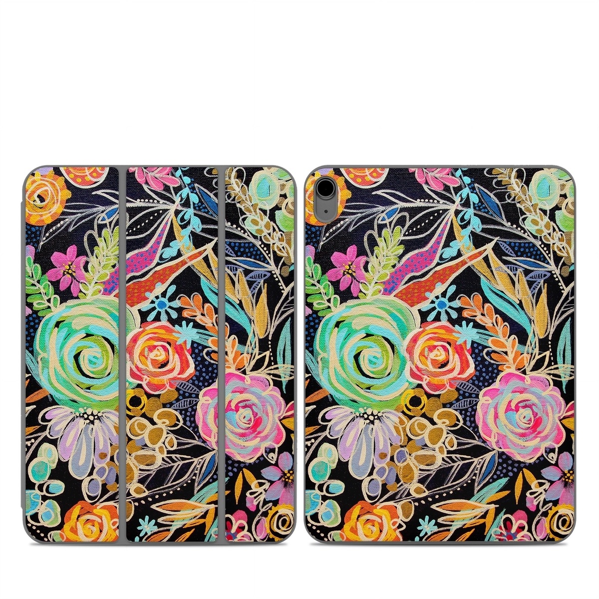 Smart Folio for iPad Series Skin design of Pattern, Floral design, Design, Textile, Visual arts, Art, Graphic design, Psychedelic art, Plant, with black, gray, green, red, blue colors